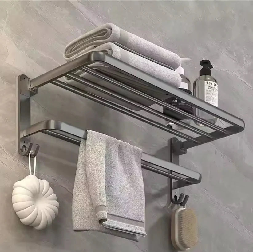 porte-serviettes pliant mural en aluminium