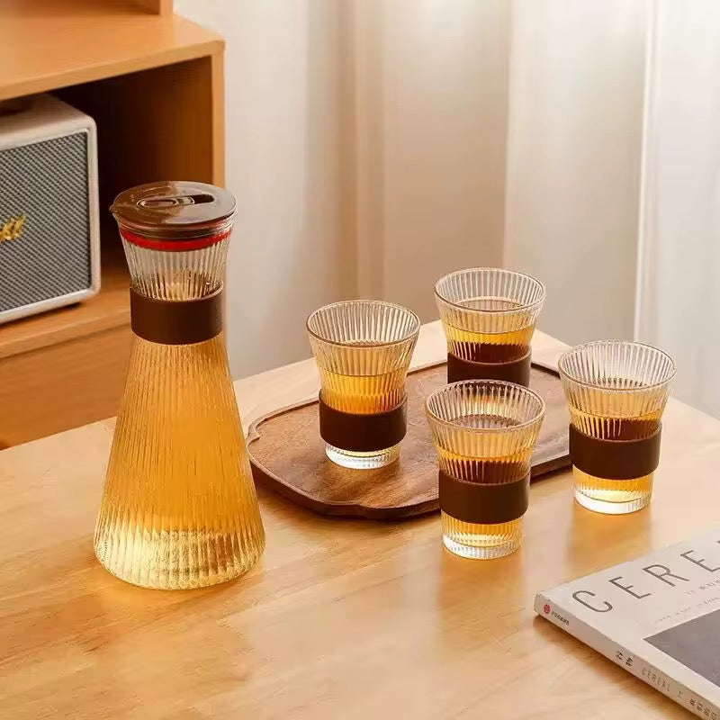 Pichet à eau en 4 verre froid, Pot à eau Transparent résistant à la chaleur avec couvercle, bouilloire à eau pour réfrigérateur de grande capacité