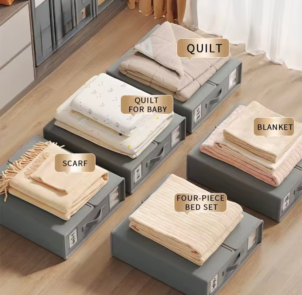 Linge de Lit Boîte de Rangement Pliable pour– Avec Fenêtre Transparente