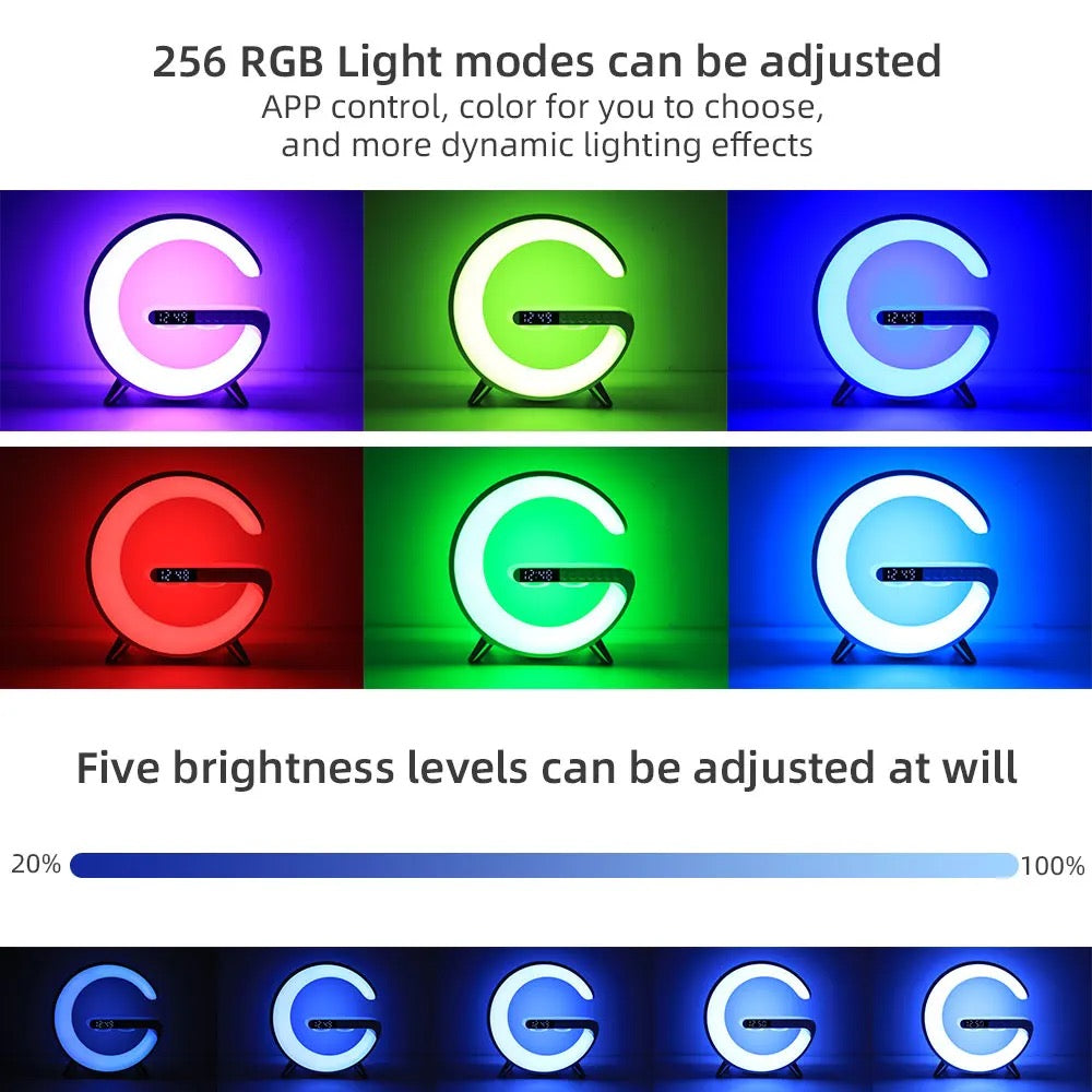 Lampe LED - haut-parleur Bluetooth - chargeur sans fil