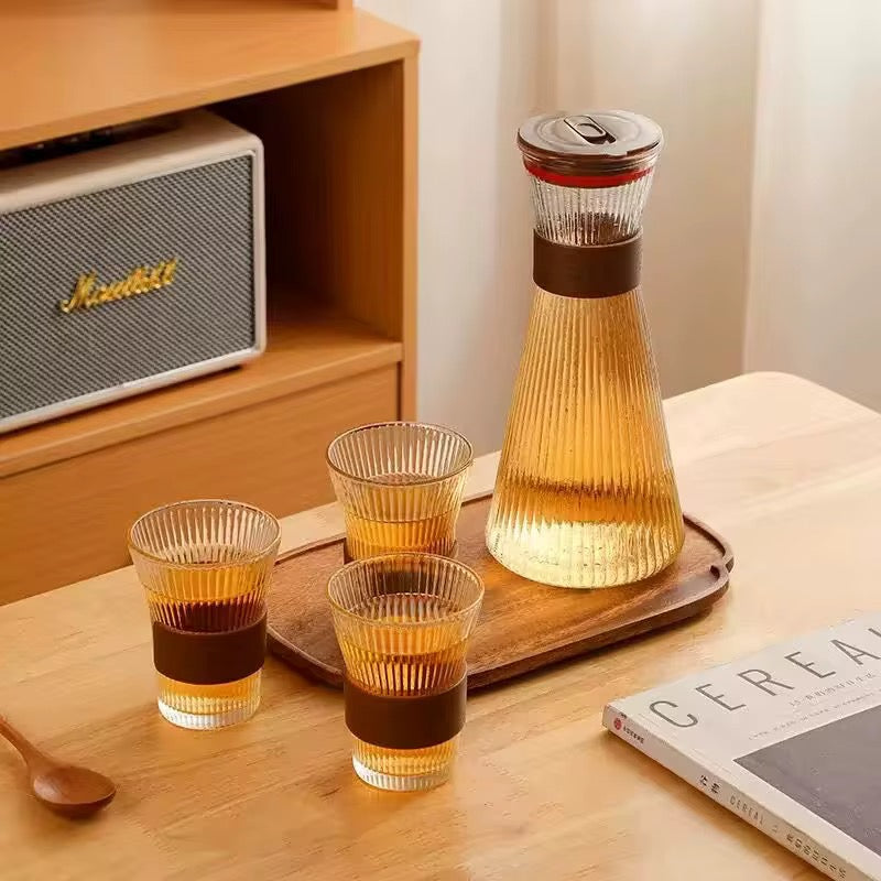 Pichet à eau en 4 verre froid, Pot à eau Transparent résistant à la chaleur avec couvercle, bouilloire à eau pour réfrigérateur de grande capacité