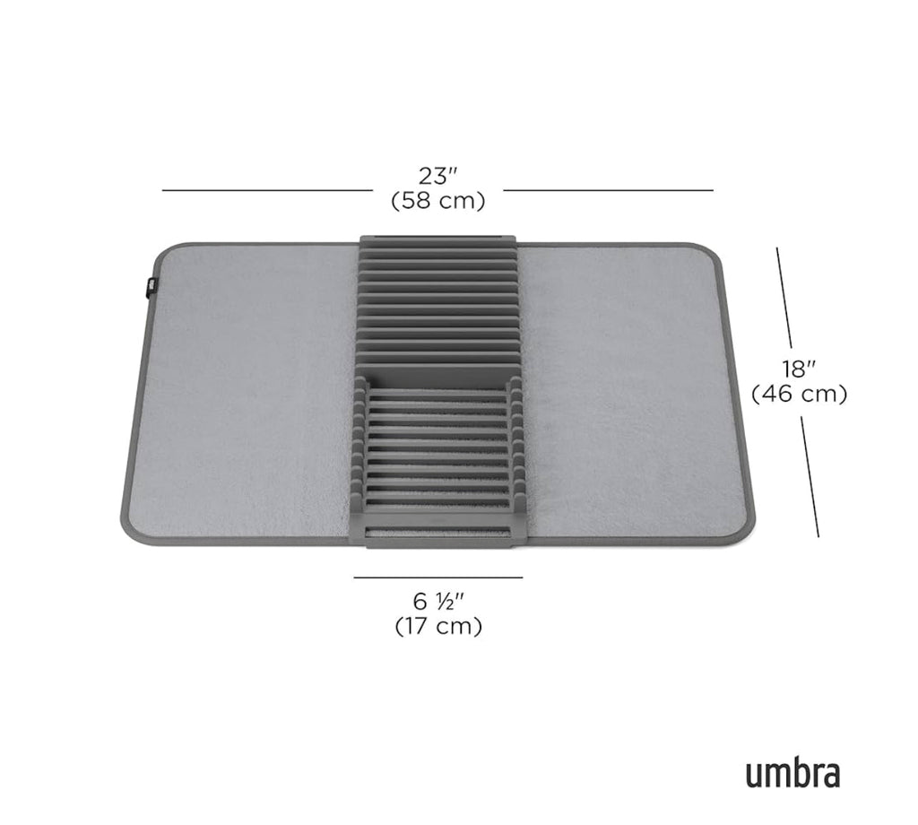 Tapis Égouttoir de Vaisselle 4 en 1 – Pliable, Antidérapant avec Porte-Couverts