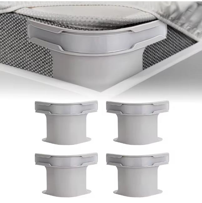 4 Pièces Attaches Élastiques pour Draps – Pinces de Coin Antiglisse, Fixateurs de Draps Robustes et Réglables