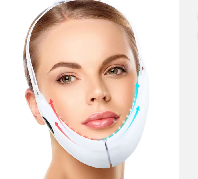 Appareil de Lifting Visage & Cou – Anti-Rides, Anti Double-Menton avec Massage Vibrant