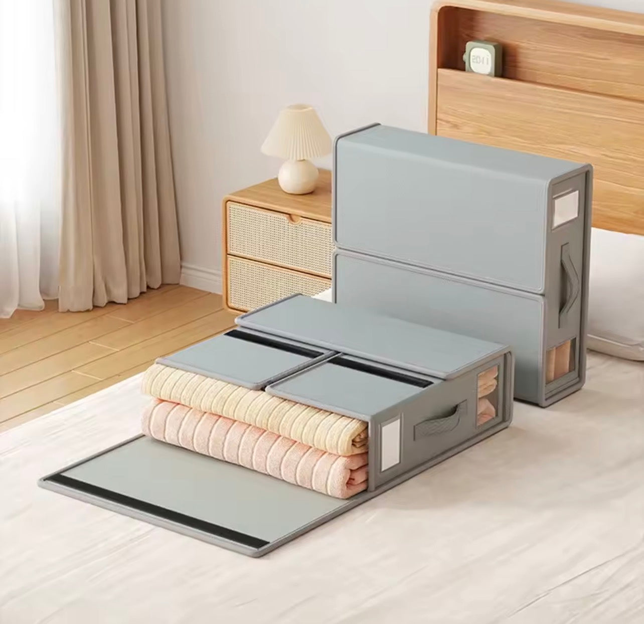 Linge de Lit Boîte de Rangement Pliable pour– Avec Fenêtre Transparente