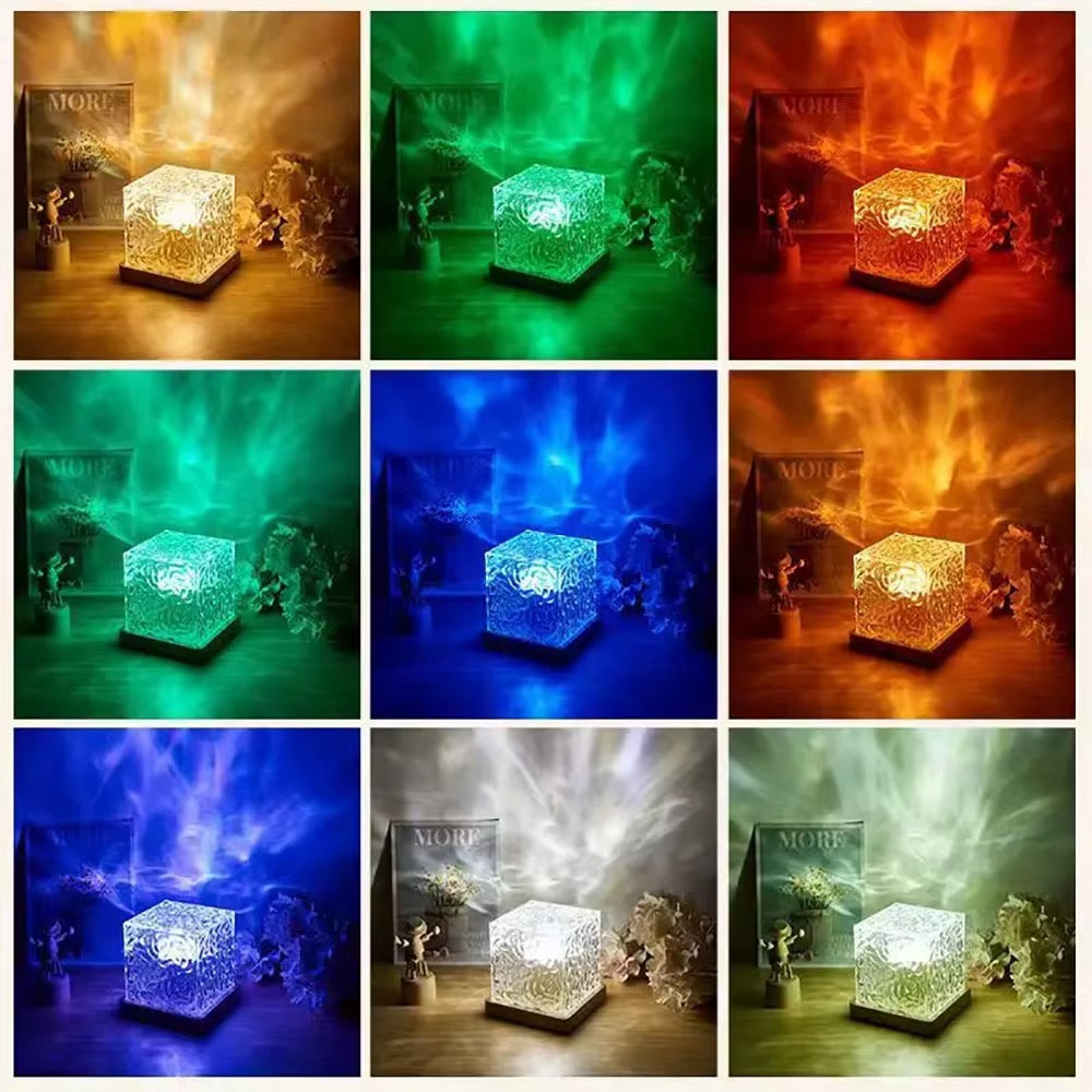 Lampe à Ondes d’Eau Lumières Projecteur d’Eau Océan Lumière LuminorThe Lumena Lumières Décoration de Chambre 16 Couleurs Veilleuse Flamme Rotative