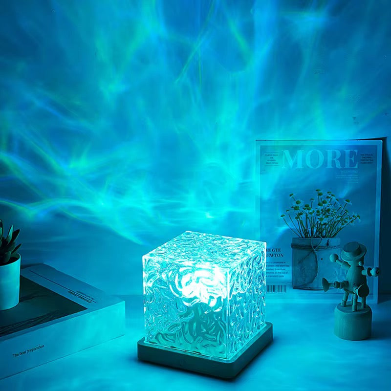Lampe à Ondes d’Eau Lumières Projecteur d’Eau Océan Lumière LuminorThe Lumena Lumières Décoration de Chambre 16 Couleurs Veilleuse Flamme Rotative
