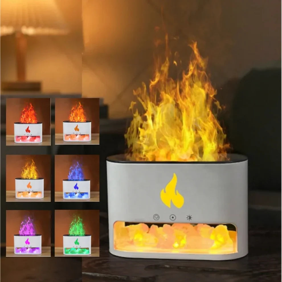 Diffuseur d'arôme à flamme colorée en pierre de sel Humidificateur